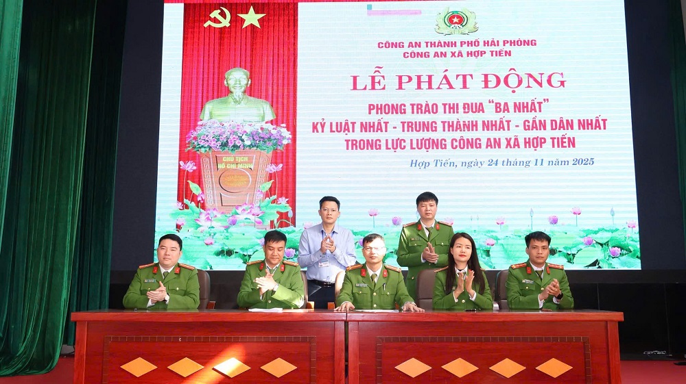 Công an xã Hợp Tiến phát động phong trào thi đua “Ba nhất”